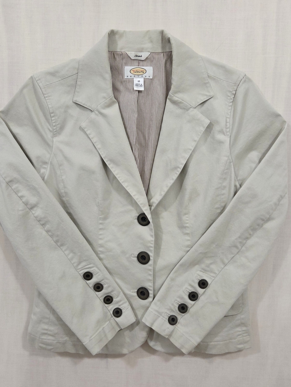 Talbots Stretch Beige Button Blazer Jacket 10P